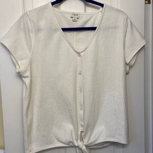 J Crew short sleeve cream colored top